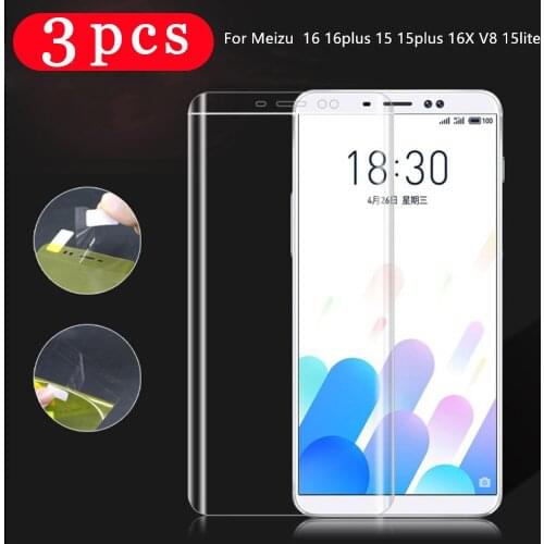 3Pcs 100D soft full cover hydrogel film for meizu 16 16th plus 16x 16xs 16s pro protective film phone screen protector Not Glass
