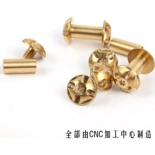 3pcs lot CNC machined Brass half-round 10mm head T8 Torx screws Fastener knife making parts