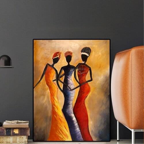 Abstract African Woman Portrait Oil Painting Canvas Posters and Prints Pictures Wall Art for Living Room Home Decor (No Frame)