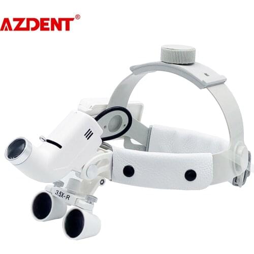 Dental LED Headlight Binocular Loupes 3.5X-R Working Distance 280-380mm Headband Ajustable