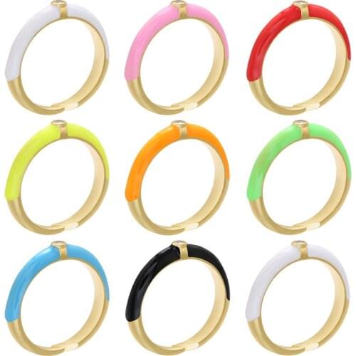 White Enamel Dripping Oil Metal Opening Ring for Women Girls Party Trendy Jewelry Gift
