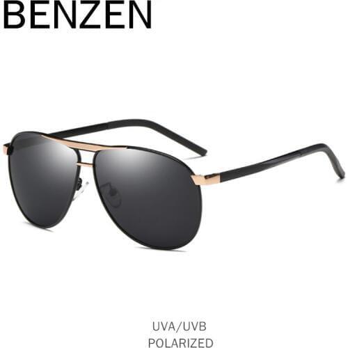 BENZEN Polarized Sunglasses Men Metal Frame Avaition Sun Glasses Male UV 400 Driver Driving Glasses Gafas Shades With Case 9263