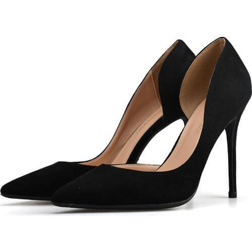 Large Size 34-46 Woman Pumps Sexy Kid Suede Leather Heel Wedding Shoes Womens Concise High Heels Female Office Shoes H0022