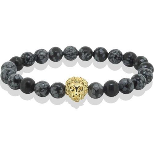 Natural Spider Web Stone Beaded Hamsa Bracelets 2018 Bracciali Pulseras Men Jewelry 24K Gold Skull Head Bracelet