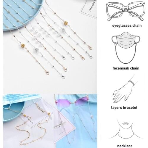 1 PC Fashion Eyeglass Chains for Women Pearl Sunglasses Chains Glasses Cord Holder Gold Eyewear Lanyard Necklace Strap Rope