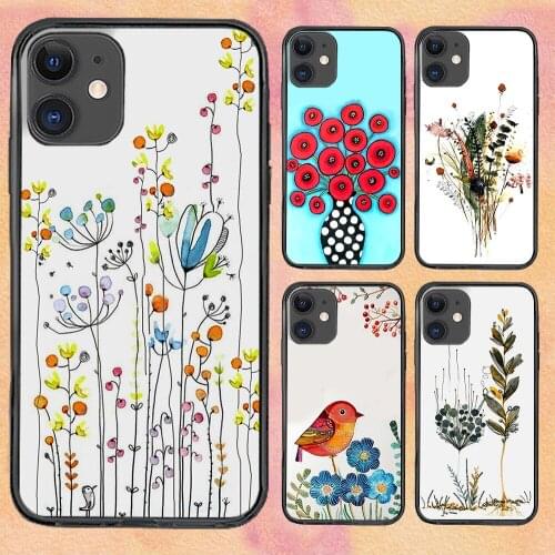 Plant Simple Colorful Phone Case For iphone 12 11 6 Mini Pro XS Max X XR 7 8 Plus Soft TPU Cover 12Pro 11Pro 12Mini