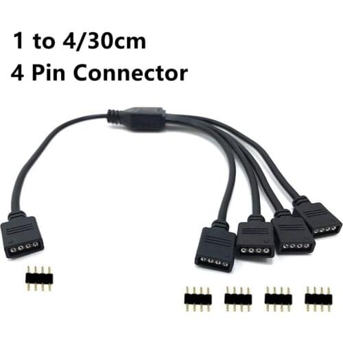 RGB LED Strip Connector Cable 4 Pin Conector rgb Tape 1 to 1 2 3 4 Extension Cable Male Female Connector Wire For Strip Light