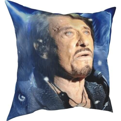 Johnny Hallyday Wolf Pillowcase Home Decor Singer French France Cushions Throw Pillow for Living Room Double-sided Printing