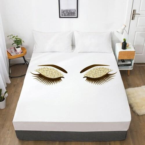 Fitted Sheet Mattress Cover With Elastic Band Bed Sheets Bedding Linens Queen King Size Bedsheet 90/160X200CM Lash Eye