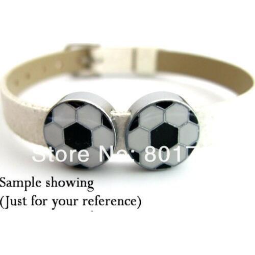 Soccer New hotsales! 8mm 50pcs football slide Charms zinc alloy fit wristband petcollar keychain