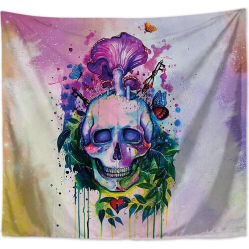 Mushroom tapestry skull Goth blanket wall carpet 3d large fabric wall tapestry
