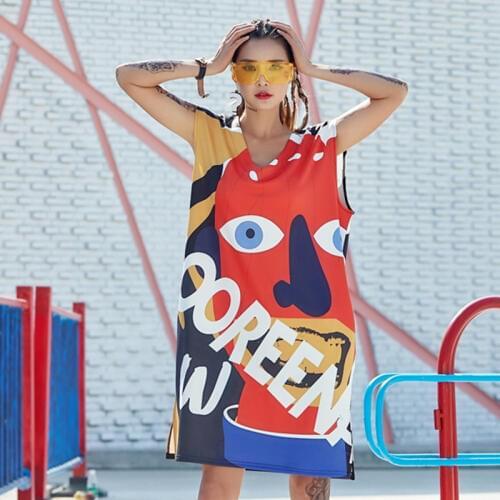 Hip Hop Costume Women Loose Sleeveless T-Shirt Top Nightclub Singer Dj Stage Outfit Adult Street Dancewear Jazz Clothes DT897