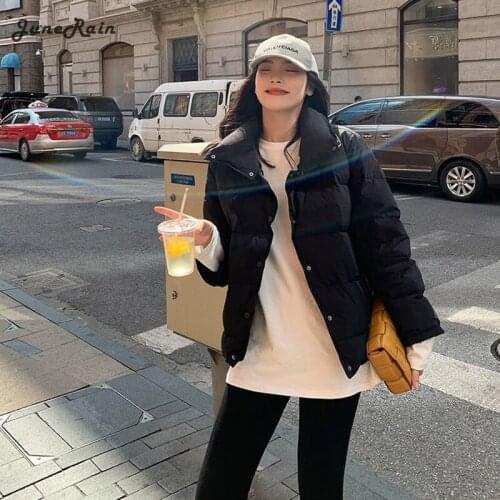 JuneRain Women 7 Colors Thick Oversized Parka Winter Hooded Cotton Padded Jackets 2021 Warm Casual Coats Loose Outwear Feminina