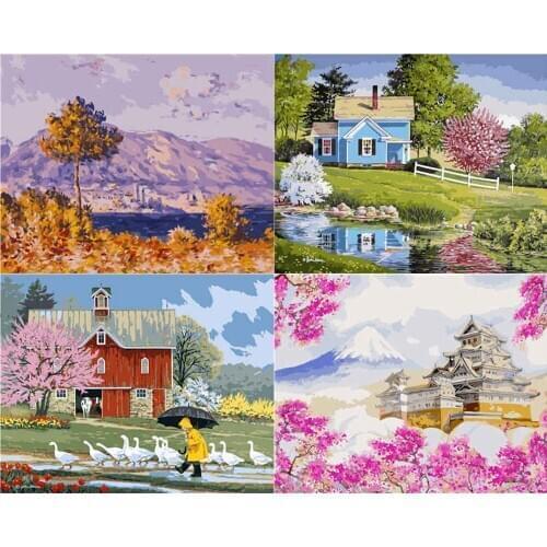 Moderne Diy Olieverfschilderij Canvas Wall Picture Art Paint By Number 40X50cmZero Foundation New Painter Propylene landscape
