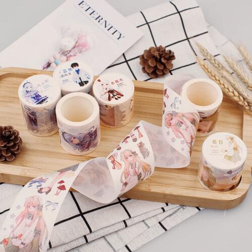 Kawaii Grils Flower Speciial Oil Washi Tapes Bullet Journal Masking Tape Adhesive Tape DIY Scrapbooking Washi Stickers