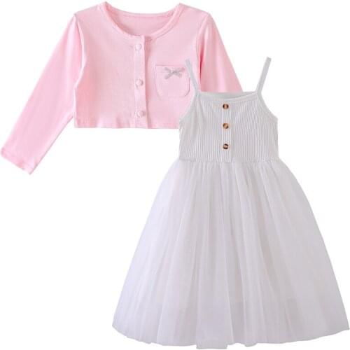 2021 Autumn Dress for Girls Childrens Clothing Wedding Birthday Party Baby Girls Princess Dress +Jacket 2Pcs Sets Kids Vestidos