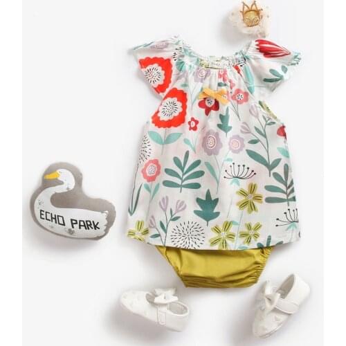 Sanlutoz Cotton Summer Baby Clothes Sets Floral Infants Tops + Shorts 2pcs Casual Baby Clothing