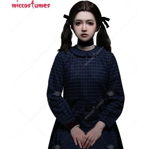 Orphan Esther Girl Cosplay Costume Blue Plaid Dress for Halloween