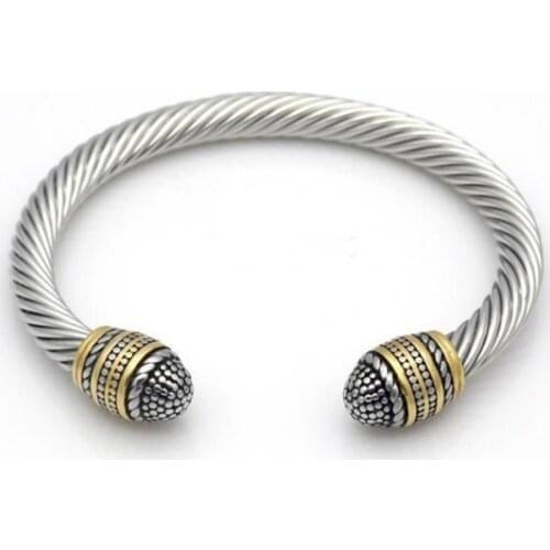 Fashion Men WomenStainless Steel Twisted Cable Wire Bracelet Bangle Jewelry Bangles