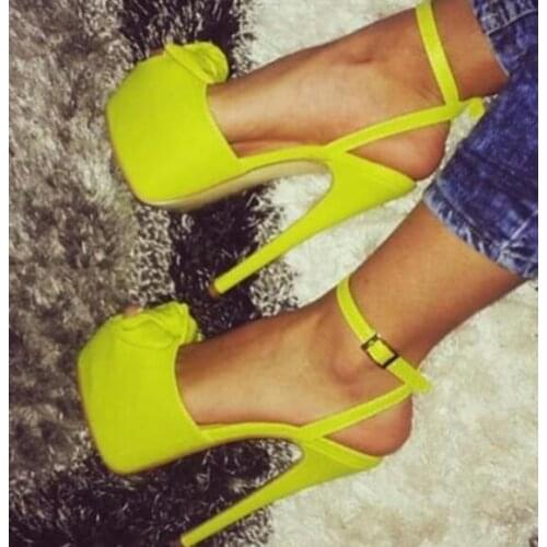 Moraima Snc Sexy Peep Toe Platform Sandal Ankle Strap Butterfly-knot Thin Heels Party Dress Shoe Woman Sandal