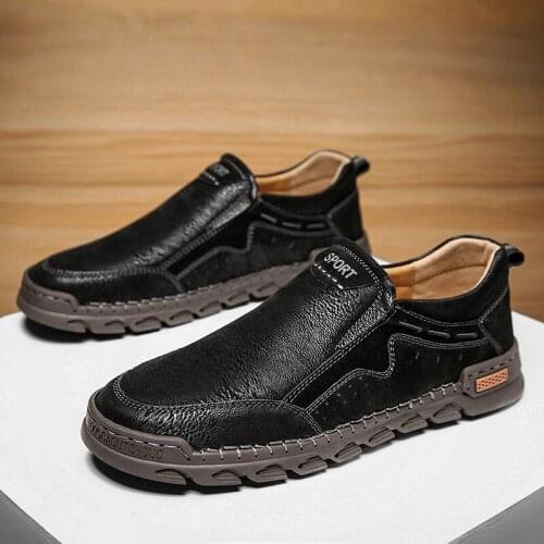 Men Comfort Suede Leather Loafers Casual Shoes Hand Stitching Business Work Office Dress Men Sneakers Walking Shoes Big Size