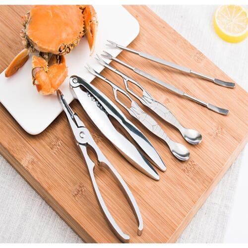 Seafood Tool Sets Crab Crackers Picks Spoons Set Stainless Steel Crab Peel Shrimp Tool Lobster Clamp Pliers Clip Pick Set