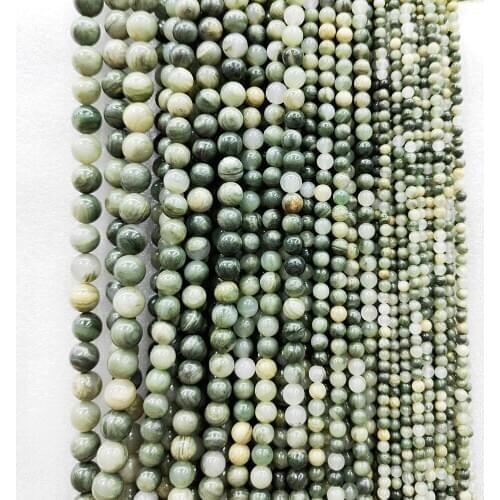 Natural green grass loose beads Semi-finished green grass beads 4-10MM fashion jewelry Necklace DIY bracelet accessories 39cm