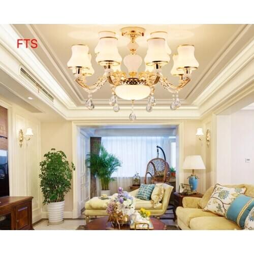New European style crystal chandelier simple living room lamp simple European net red bedroom lamp lighting home restaurant