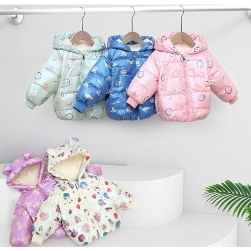 2021 New Childrens Down Jacket For Boys And Girls Plush Thickened Kids Clothes Cartoon Bright Wash Free Coat 1-6y Toddler Wear