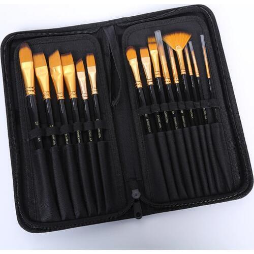 Eval 15Pcs Watercolor Paint Brushes Set Nylon Hair Painting Brush Variety Style Oil Acrylic Painting Brush Pen Art Supplies