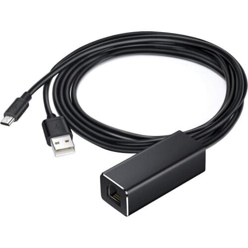 Fire TV Stick Adapter Ethernet Cable Fire TV Chromecast Ultra2/1/Audio Micro USB to RJ45 100mbps with USB Power Supply Cable