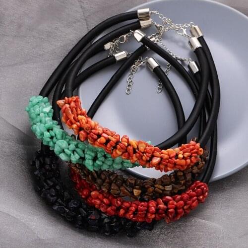 Bohemian Natural Stone Bead Necklace for Women Boho Bridal Handmade Irregular Ladies Jewelry Collar Party Wedding Jewelry Gift