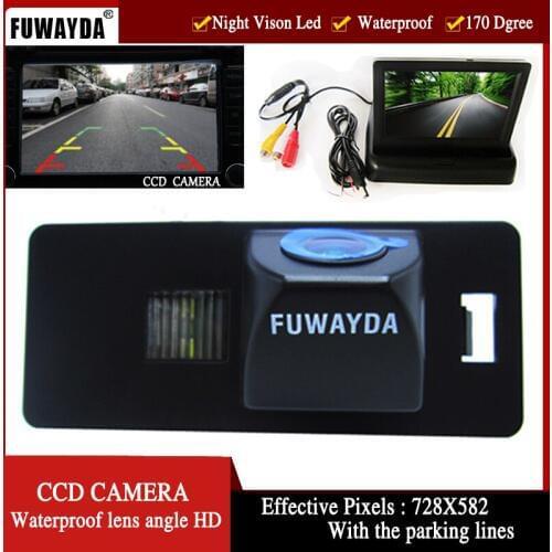 FUWAYDA CCD Car rear view parking camera with rear view mirror monitor WATERPROOF for AUDI A1 A4 (B8) A5 S5 Q5 TT/PASSAT R36 5D