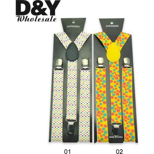 25mm wide Suspender Colorful Dot Rainbow Dot Black Yellow Colors suspenders Men Gentlemen Women Unisex Y-back Classic Braces