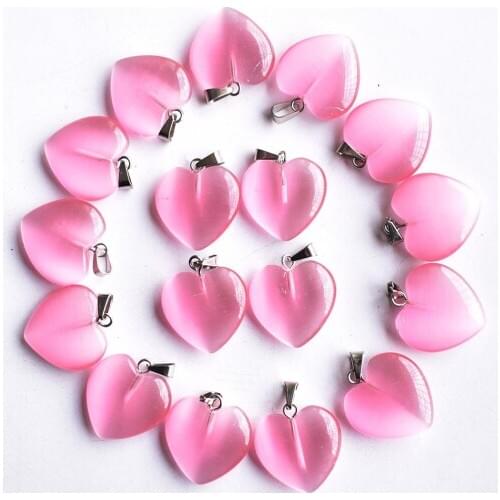 Wholesale Fashion good quality cats eye stone pink heart shape pendants 20mm for DIY jewelry making free shipping