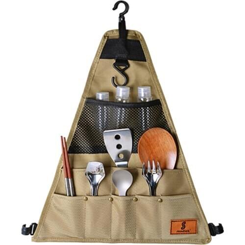 SUNDICK Oxford Cloth Outdoor Camp Picnic Tableware Storage BagBarbecue Cutlery Organizer Hanging Holder (Triangle S)