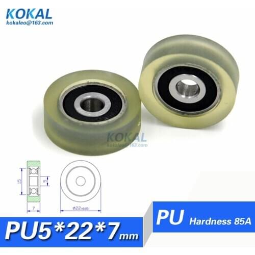 [PU0522-7]1PCS inner diameter 5mm OD 22mm 625zz low noise TPU rubber bearing roller wheel rubber roller Beverage machine PU