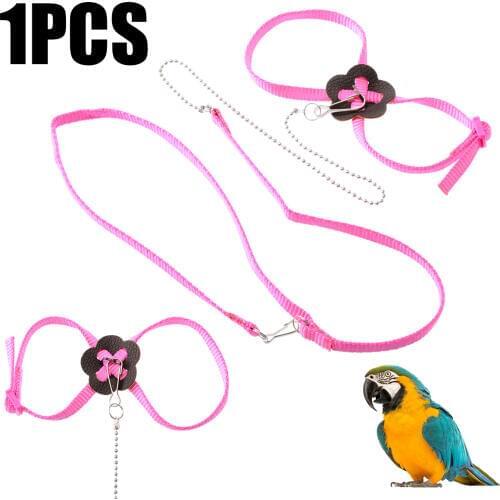 Adjustable Fiber Bird Parrot Leash Harness Training Rope Stripe Outdoor Anti Bite Flying Band Bird Training Bird Supplies