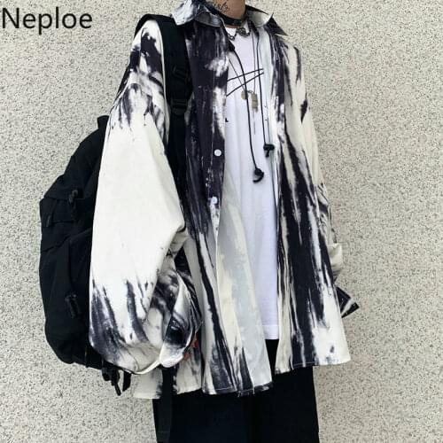 Neploe Tie Dye Shirts Long Sleeve Gothic Oversized Blouse Korean Streetwear Harajuku Women Men Fashion Clothes Tops Blusas