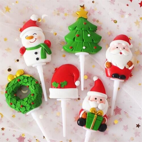 Santa Claus Snowman Deer Christmas Cake Decoration Tools Ornaments New Year Decor Christmas Tree Baking Decoration Tools Navidad