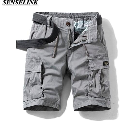 2021 Men Summer New Casual Loose Fashion Twill Solid Color Multi-Pocket Cargo Shorts Large Size Micro-Bomb Shorts Men 29-38