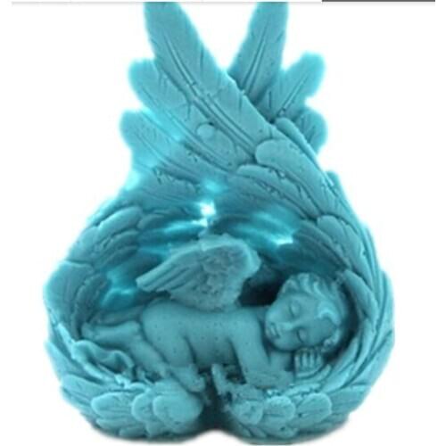Sleeping baby angel modelling silicone soap mold fondant Cake decoration mold Angel wings Handmade soap mold
