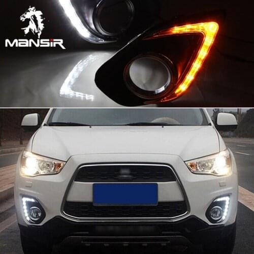 12V LED Daytime Running Light Daylights Car DRL For Mitsubishi ASX RVR 2013 2014 2015 Headlights Auto Turn Signal Lamps headlamp