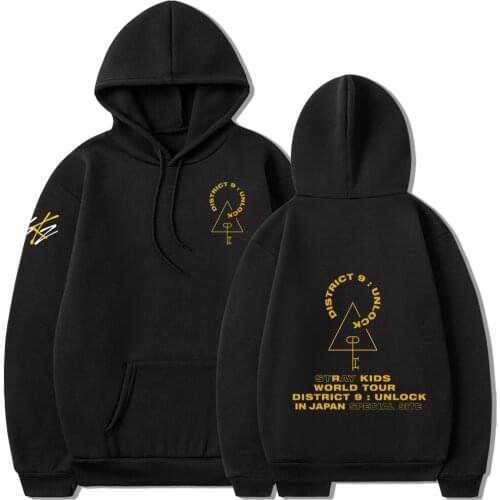 KPOP Stray Kids Concert District 9 Unlock Same Paragraph Oversized Hoodie Sweatshirt Long Sleeve Spring/Autumn Women Clothing
