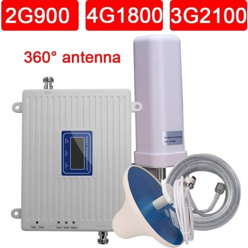 Tri Band Signal Booster 4g Signal Booster Gsm Repeater 2g 3g 4g cellular amplifiers GSM 900MHz LTE 1800MHz WCDMA 2100MHz 70DB