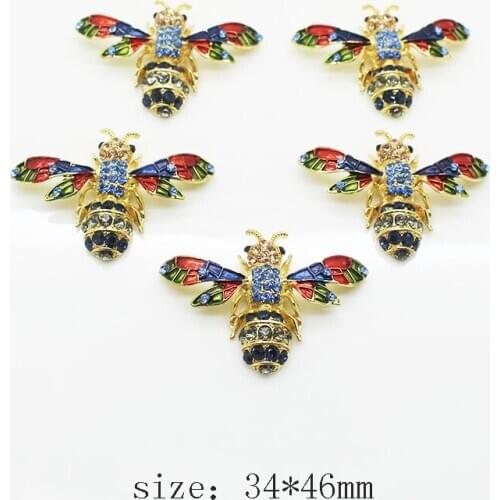 High quality! Zinc Alloy 5 pcs Extremely Bright Simulation Bee Decoration Button Cute Insect Rhinestone Sewing Banquet Design