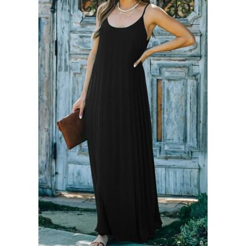 Women Sleeveless Dresses Solid Color Casual Cotton Summer Loose Clothing 2021 New Spaghetti Strap Soft Female Dresses