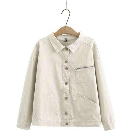 Plus size Twill cotton Ivory women loose jackets 2021 new spring autumn casual ladies coats female Cardigan jacket oversize