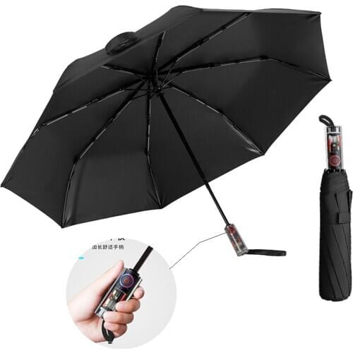 New Mechanical Automatic Folding Men Umbrella Safety Anti-rebound Oversized Creative Transparent Handle Umbrella