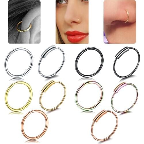 1PC 6/8/10mm Seamless Hinged Segment Clicker Rings Piercing Nose Hoop Lip Ear Piercing Cartilage Tragus Nose Rings Sexy Jewelry